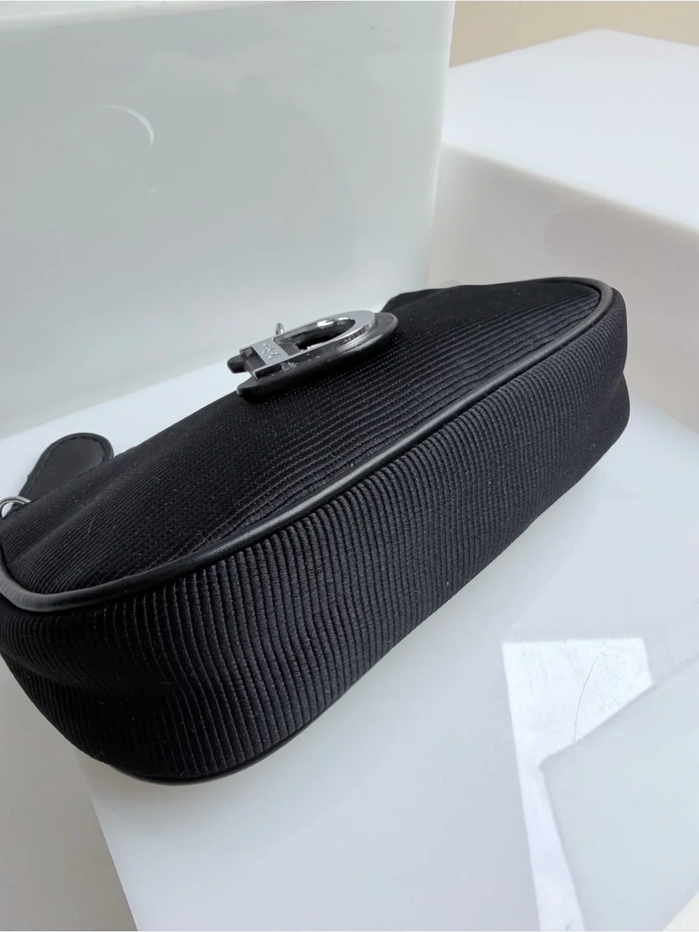 Mini Dior Beauty Bag in Black with Silver Hardware and D Charm